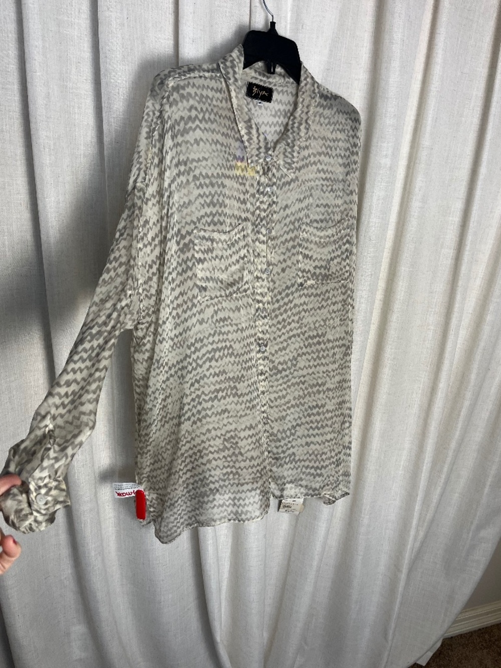Johnny Was Biya Silk Blouse Gray - Med - NWT